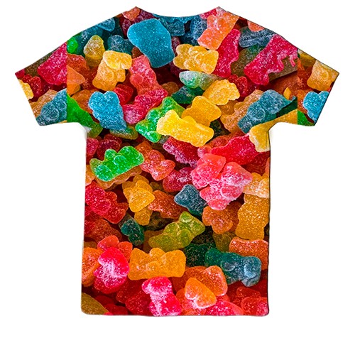 Детская 3D футболка Желейные мишки (вид сзади)