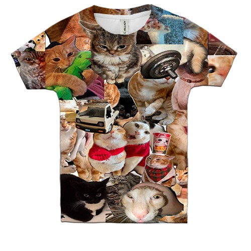 Дитяча 3D футболка Мемні коти (вид спереду)