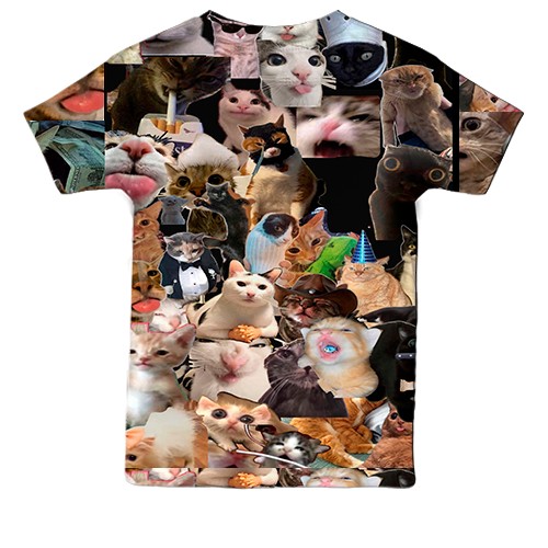 Дитяча 3D футболка Мемні коти (вид ззаду)