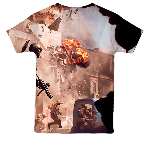 Детская 3D футболка Battlefield 6 Взрывы (вид сзади)