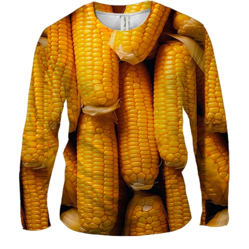 Чоловічий 3D лонгслів Кукурудза, качани (вид спереду)