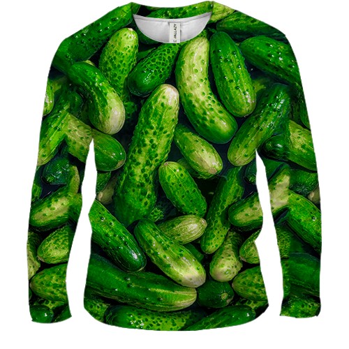 Чоловічий 3D лонгслів Огірки (вид спереду)