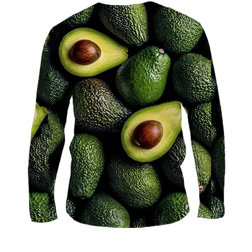 Чоловічий 3D лонгслів Авокадо (вид ззаду)
