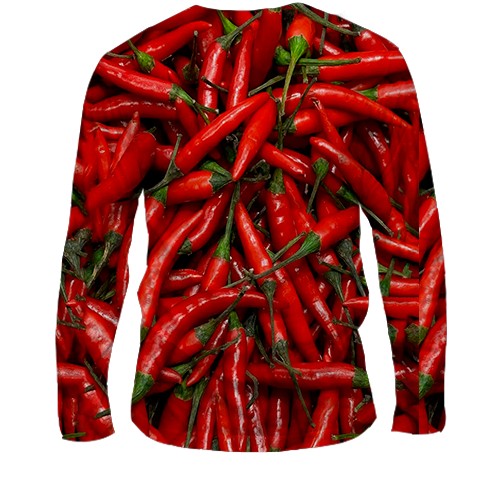 Чоловічий 3D лонгслів Перець Чилі (вид ззаду)