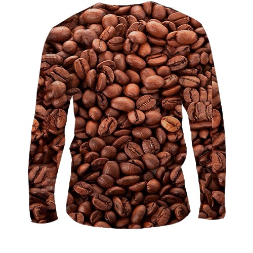Мужской 3D лонгслив Кофейные зерна (вид сзади)