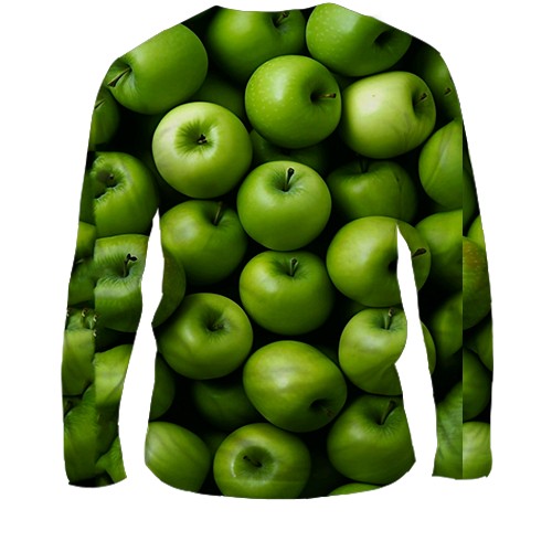 Чоловічий 3D лонгслів Зелені яблука (вид ззаду)