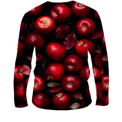 Чоловічий 3D лонгслів Червоні яблука (вид ззаду)