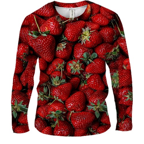 Чоловічий 3D лонгслів Полуниця (вид спереду)