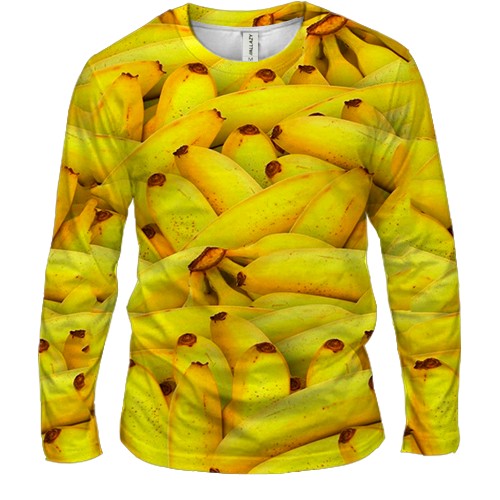 Мужской 3D лонгслив Бананы (вид спереди)