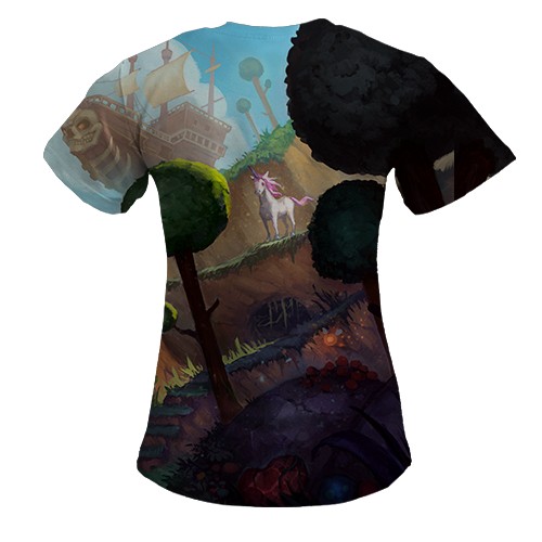 Женская 3D футболка Terraria - World art (вид сзади)