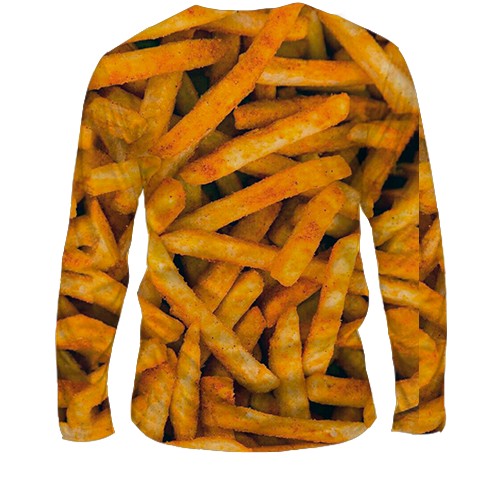 Мужской 3D лонгслив Картошка Фри (вид сзади)