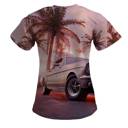 Женская 3D футболка GTA VI Miami (вид сзади)