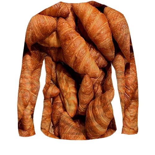 Мужской 3D лонгслив Круассаны (вид сзади)