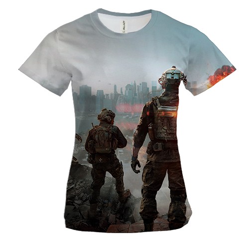 Женская 3D футболка Battlefield 6 (вид спереди)