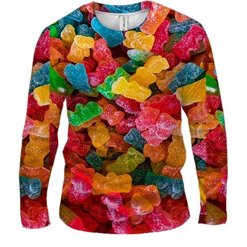 Чоловічий 3D лонгслів Желейні ведмедики (вид спереду)