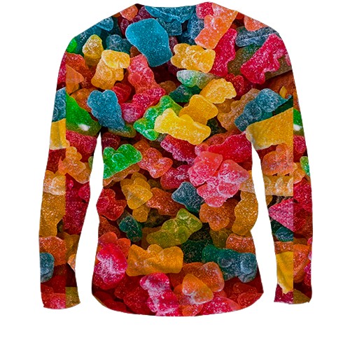 Чоловічий 3D лонгслів Желейні ведмедики (вид ззаду)