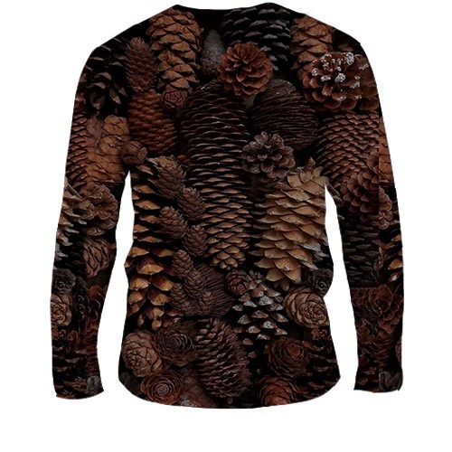 Мужской 3D лонгслив Еловые шишки (вид сзади)