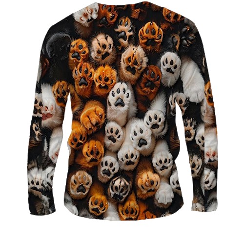 Мужской 3D лонгслив Лапки (вид сзади)