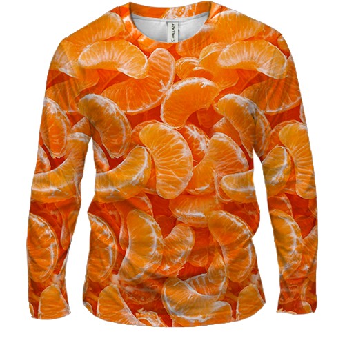 Мужской 3D лонгслив Мандаринки (вид спереди)