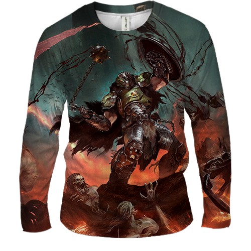 Чоловічий 3D лонгслів DOOM "The Dark Ages" (вид спереду)