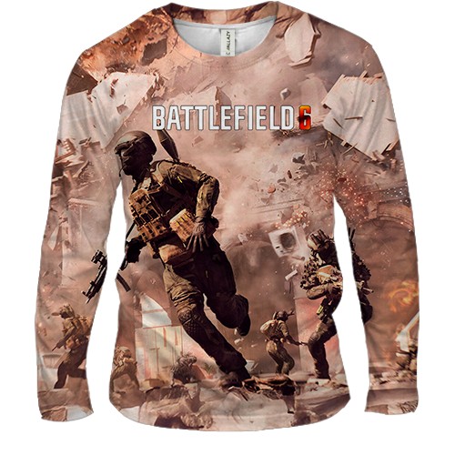 Мужской 3D лонгслив Battlefield 6 Взрывы (вид спереди)