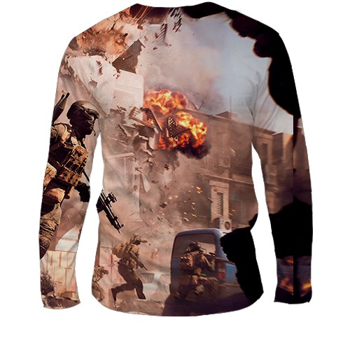 Мужской 3D лонгслив Battlefield 6 Взрывы (вид сзади)