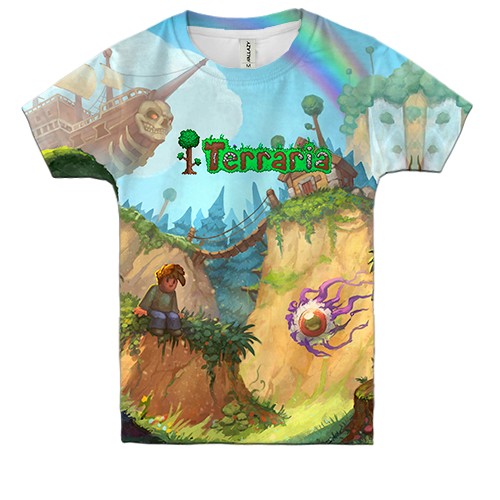 Дитяча 3D футболка Terraria - World art (вид спереду)