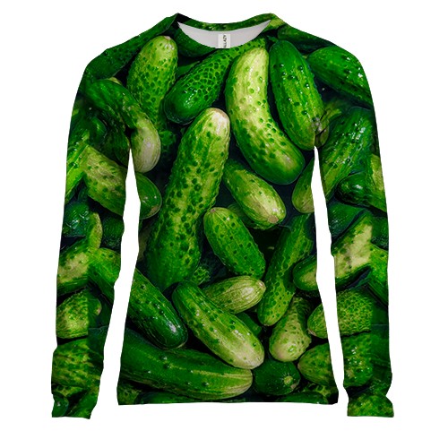 Женский 3D лонгслив Огурцы (вид спереди)