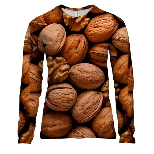 Жіночий 3D лонгслів Грецький горіх (вид спереду)