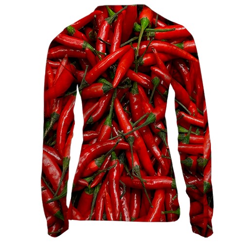 Жіночий 3D лонгслів Перець Чилі (вид ззаду)