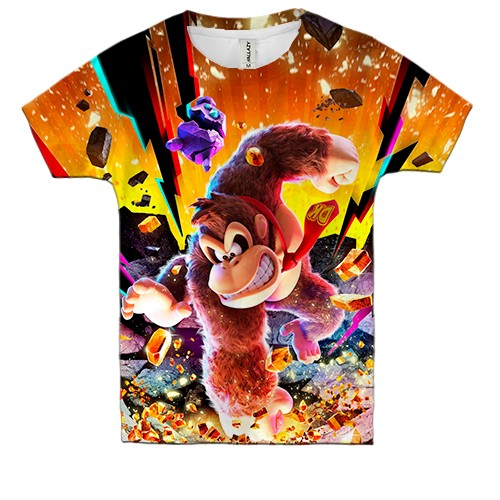 Детская 3D футболка Donkey Kong Bananza (вид спереди)