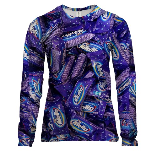 Жіночий 3D лонгслів "MilkyWay" цукерка (вид спереду)