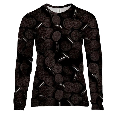 Жіночий 3D лонгслів "Oreo" печиво (вид спереду)