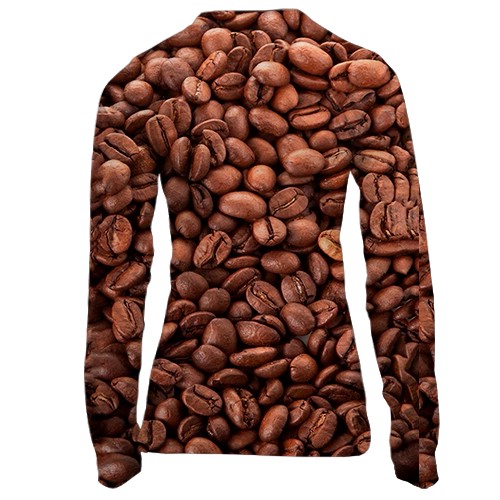 Жіночий 3D лонгслів Кавові зерна (вид ззаду)