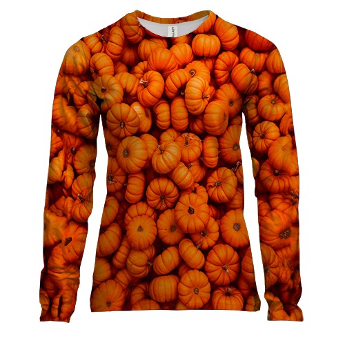 Женский 3D лонгслив Тыквы (вид спереди)