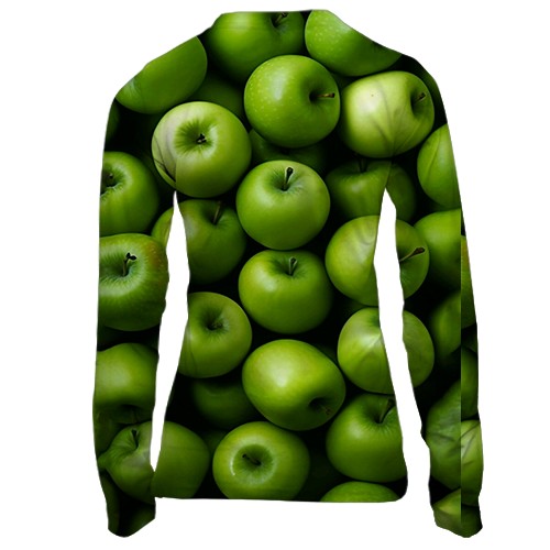 Жіночий 3D лонгслів Зелені яблука (вид ззаду)