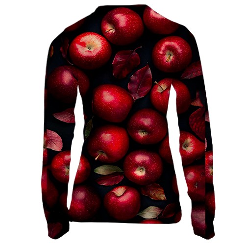 Жіночий 3D лонгслів Червоні яблука (вид ззаду)