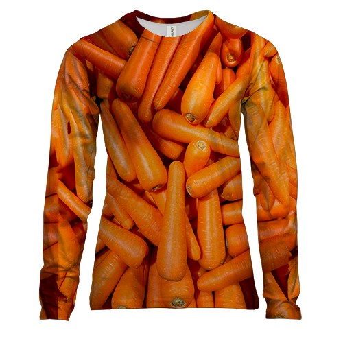 Женский 3D лонгслив Морковь (вид спереди)