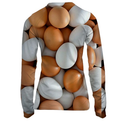 Жіночий 3D лонгслів Яйця курячі (вид ззаду)