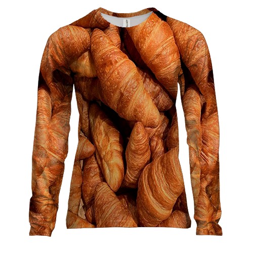 Жіночий 3D лонгслів Круасани (вид спереду)