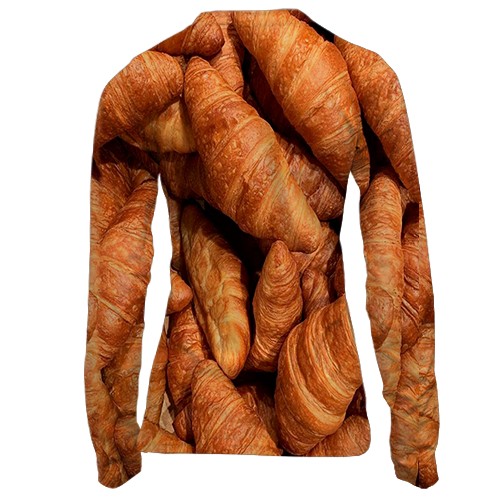 Жіночий 3D лонгслів Круасани (вид ззаду)