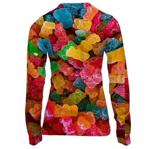 Жіночий 3D лонгслів Желейні ведмедики (вид ззаду)
