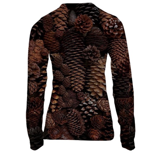 Жіночий 3D лонгслів Ялинові шишки (вид ззаду)