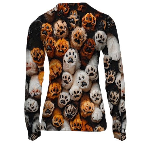 Жіночий 3D лонгслів Лапки (вид ззаду)