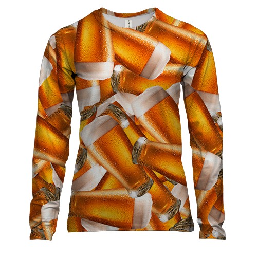 Женский 3D лонгслив Пивной бокал (вид спереди)