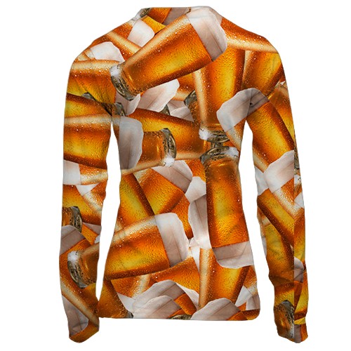 Женский 3D лонгслив Пивной бокал (вид сзади)