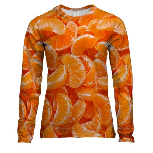 Женский 3D лонгслив Мандаринки (вид спереди)