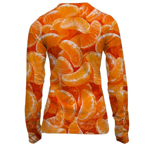 Женский 3D лонгслив Мандаринки (вид сзади)