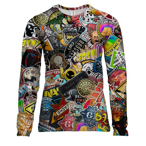 Женский 3D лонгслив CS 2 - Sticker Bombing (вид спереди)