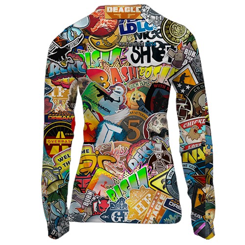 Женский 3D лонгслив CS 2 - Sticker Bombing (вид сзади)